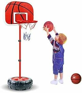 ミニ バスケットゴール バスケットボールセット子供用 バスボールスタンド 高さ調整可能 二つボール付き 室内 屋外兼用 ポータブル