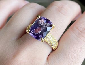天然石 逸品アメジストs925（紫水晶）大号のリング(指輪)（番号A2897）