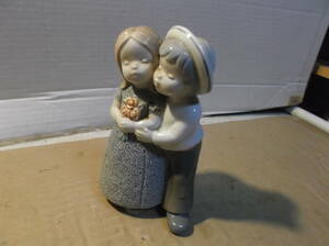 キッズカップル　ビスクドール　子供　陶器人形　置物　昭和レトロ　インテリア　ファンシー　ドール　オブジェ　送料着払い
