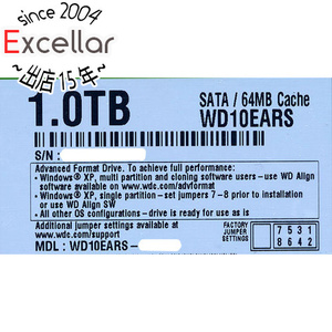 【中古】Western Digital製HDD WD10EARS 1TB SATA300 6000～7000時間以内 [管理:1050023214]