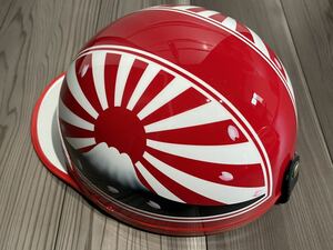 三つボタン 赤白 富士日章 コルク半 ヘルメット 旧車會 暴走族 三段シート アルフィン ロケットカウル 旭風防 軽スロ 短風防