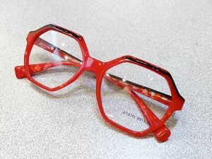 新品　alain mikli アランミクリ　イタリア製　ブランド　ハンドメイド　バネ蝶番　バネ丁番　セル　赤　レッド　大きめ　眼鏡　メガネ