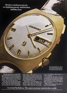 稀少・時計広告！1960年代ブローバ 時計広告/Bulova Accutron Watch/Q