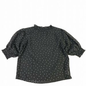 w closet レディース 七分袖 ドット柄 シフォン チュニック 黒 白 フリーサイズ M-L 美品 送料185円