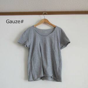 Gauze♯★basic line 　グレーボーダー　半袖カットソー　