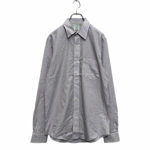 BROOKS BROTHERS 長袖 チェックシャツ 15 1/2 M ホワイト オレンジ ブルー ブルックスブラザーズ 古着卸 アメリカ仕入 a604-6679