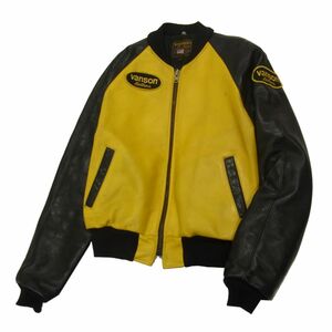 ◇VANSON レザーライダースジャケット バイカラー メンズ ジャンパー 革ジャン ブルゾン バイカー バンソン USA製 1円スタート