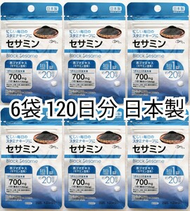 毎日のスタミナキープにセサミン×6袋120日分120錠(120粒)日本製無添加健康食品サプリメント(サプリ)黒ゴマエキスサントリーではありません