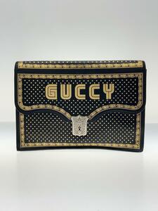 GUCCI◆SEGAフォント/MAGNETISMO/クラッチバッグ_GUCCYプリント/BLK/510422