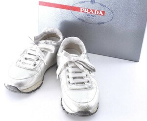 PRADA プラダ 3E6386 スニーカー シューズ 靴 シルバー 銀 無地 柄なし シンプル 表記サイズ35 日本サイズ22cm 箱付き 5I4005