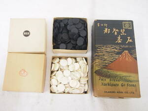 中古品☆富士印☆那智黒☆碁石☆本蛤白１５４コ☆那智黒１６１コ☆３０５S４－Ｅ１２３２５