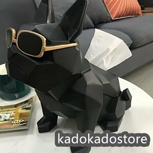 ティッシュケース 犬 フレンチブルドッグ ボックス モダン 北欧 おしゃれ人気かわいい おすすめ インテリア 装飾品 置物 ゴールド ブラック
