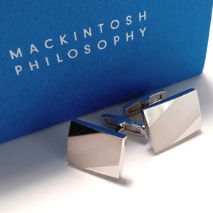 【mpc3】MACKINTOSH PHILOSOPHY マッキントッシュフィロソフィー カフス カフリンクス ダイヤゴナル 傾斜デザイン シルバー 定価13,200円