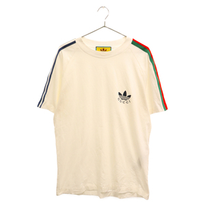 グッチ 22SS ×ADIDAS Trefoil Print Tee アディダス トレフォイルプリントTシャツ 半袖 ロゴシリコンプリント ホワイト 692114 XJEK5