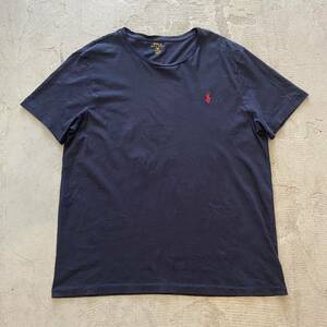 ポロラルフローレン Polo Ralph Lauren ビンテージ 90s 00s ワンポイント ポニー刺繍 Tシャツ XL ネイビー コットン 半袖 オールド USA古着