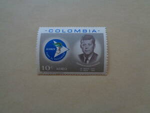 コロンビア切手　1963年　Alliance for progress（進歩のための同盟）・ケネディ大統領・エンブレム　　10c