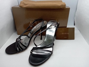 GUCCI ストラップサンダル ハイヒール ブラック×シルバー サイズ37 1/2(約24.5cm程) グッチ かかと高さ:約10.5cm