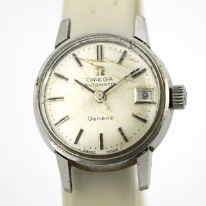 【1円スタート/稼働】OMEGA (オメガ) Geneve ジュネーブ 566.002 AT 自動巻き シルバー文字盤 デイト レディース 時計（K-SM1715）