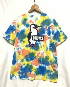 ★美品　CHUMS チャムス　BOOBY LOGO T-SHIRT ブービーバードロゴ タイダイ染めTシャツ オーシャンダイ L