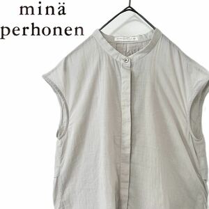 【送料無料】mina perhonen ミナペルホネン　suu スー　ノースリーブ　シャツ　38 M レディース　カットソー　ブラウス