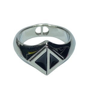 Christian Dior ディオール リング 指輪 アクセサリー ジュエリー 小物 メタル ロゴ シルバー ブラック (サイズ S 17号)