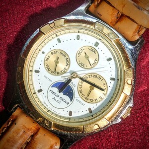 535【電池交換済】SEIKO ALBA FIELD GEAR ムーンフェイズ V33F-6B30 メンズ腕時計 セイコーアルバ フィールドギア アナログウォッチ