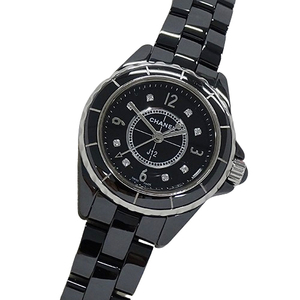 シャネル CHANEL 時計 レディース ブランド J12 8P ダイヤモンド クオーツ QZ ステンレス SS ブラックセラミック H2569 磨き済み
