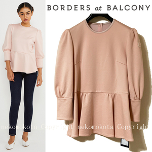 未使用 21SS ボーダーズアットバルコニー スウェット ペプラム トップス SWEAT PEPLUM TOP ブラウス ピンク BORDERS at BALCONY 2021/36