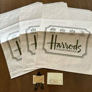 イギリス ロンドン Harrods ハロッズ ショッパー ショップ紙袋 リボンシール ロゴシール リメイク テディベア コレクション アンティーク