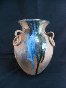 常滑焼、陶芸作家物、組み手造り一品作、観賞壺、花瓶、伝統工芸品、未使用、送料無料