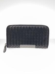 BOTTEGA VENETA◆イントレチャートナッパジップアラウンドウォレット/長財布/羊革/BLK/114076V001N//