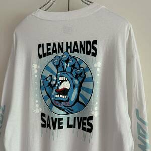 SANTA CRUZ サンタクルーズ CLEAN HANDS ロングスリーブTシャツ XL ロンT スクリーミングハンド ストリート sk8 古着 大きいサイズ