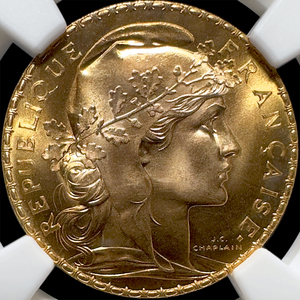 ★NO.3希少年号 MS66＋ 聖マリアンヌ 国鳥ルースター★ 1914年 フランス 20フラン金貨（NGC,PCGSアンティークコイン投資）自由の女神