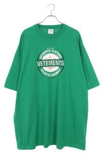 ヴェトモン VETEMENTS 20SS SS20TR373 サイズ:S オーバーサイズビールバッジTシャツ 中古 SB01