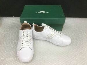 D429-80【未使用保管品】ラコステ(LACOSTE)メンズシューズ CARNBY EVO 120 6 US SMA WHT/GLD LEATHER/生産終了品 サイズ25～25.5cm/t