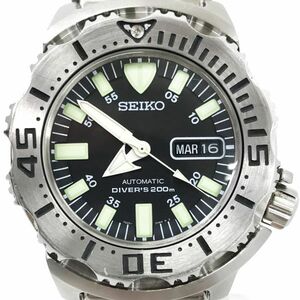 SEIKO セイコー 腕時計 SKX779 自動巻き 機械式 オートマ ブラックモンスター ダイバーズ 200m防水 アナログ 逆回転防止ベゼル 動作確認済