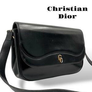 Christian Dior クリスチャンディオール　ショルダーバッグ レザー フラップ CDロゴ 黒