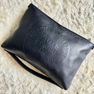 【現行モデル/美品】1円 dunhill ダンヒル チルターン アルフレッド クラッチバッグ セカンド ビジネス ハンド レザー メンズ ブラック 黒