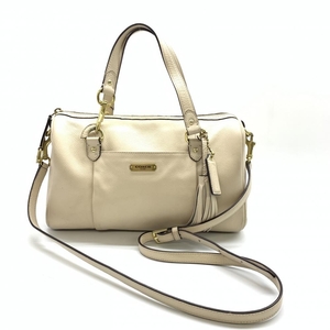 COACH コーチ F26121 2WAYショルダーバッグ ハンドバッグ ホワイト ゴールド レザー ファスナー開閉 フリンジ レディース 管理HS31550