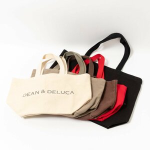 DEAN & DELUCA ディーンアンドデルーカ 大小5個セット トートバッグ ミニバッグ キャンバス地 黒 茶 緑 赤 白 ナチュラル シンプル 婦人 鞄