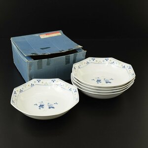 ◎510127 未使用品 前畑陶器 周富徳 八角 中華皿 5枚セット CHINA&CHINA チャーハン皿