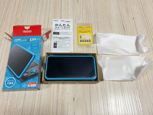 【美品・送料無料】New Nintendo 2DS LL 本体 ブラック×ターコイズ ダウンロードソフト ポケモンバンク ポケムーバー ポケモン銀 