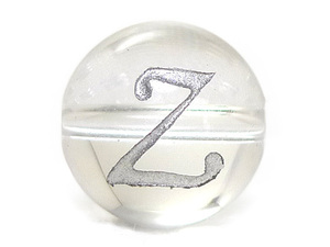 (横穴) 『Z』 1粒売り アルファベット 彫刻 水晶 10mm シルバー パワーストーン バラ売り 天然石 パワーストーン ばら