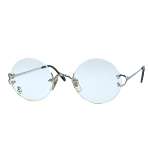 超美品 箱付 カルティエ 90年代ヴィンテージ 1951047 ラウンド Cロゴ フレーム オプティカル 丸眼鏡 シルバー メンズ レディース ビジネス