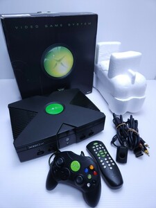 動作品 レトロゲームXBOX 初代 本体 Microsoft マイクロソフト+DVD リモコン セット 希少品 (H-193)