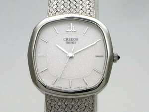 1000円スタート 腕時計 SEIKO セイコー CREDOR クレドール 4J81-5040 クオーツ QZ シルバー文字盤 スクエア レディース WHO Z60032