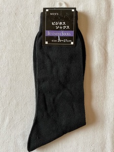 メンズ ビジネス ソックス 靴下 1足 24～27cm 黒色 ポリエステル スパンデックス ゴム 綿 中国製 未使用 中古品