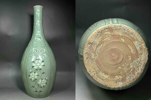 ■観心・時代旧蔵■C3129朝鮮古陶磁・ 朝鮮古美術・高麗磁・李朝・高麗青磁賞瓶
