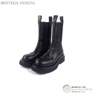 ボッテガ ヴェネタ （BOTTEGA VENETA） ラグ チェルシーブーツ ミドル サイドゴア ブーツ ＃38 シューズ 靴 592045 ブラック（中古）