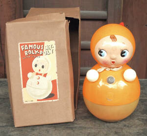 ビンテージ セルロイド 起き上がりこぼし 日本製 赤ちゃん 幼児 玩具 FAMOUS Q.T. ROLY POLY 昭和 レトロ ガラガラ 育児 ベビー用品